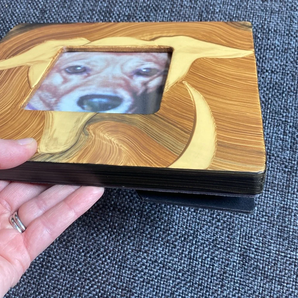 🐕 NWT Grant-Norén Hand Painted Dog Picture Frame, 4x4, Unique Gift, Lacquered
